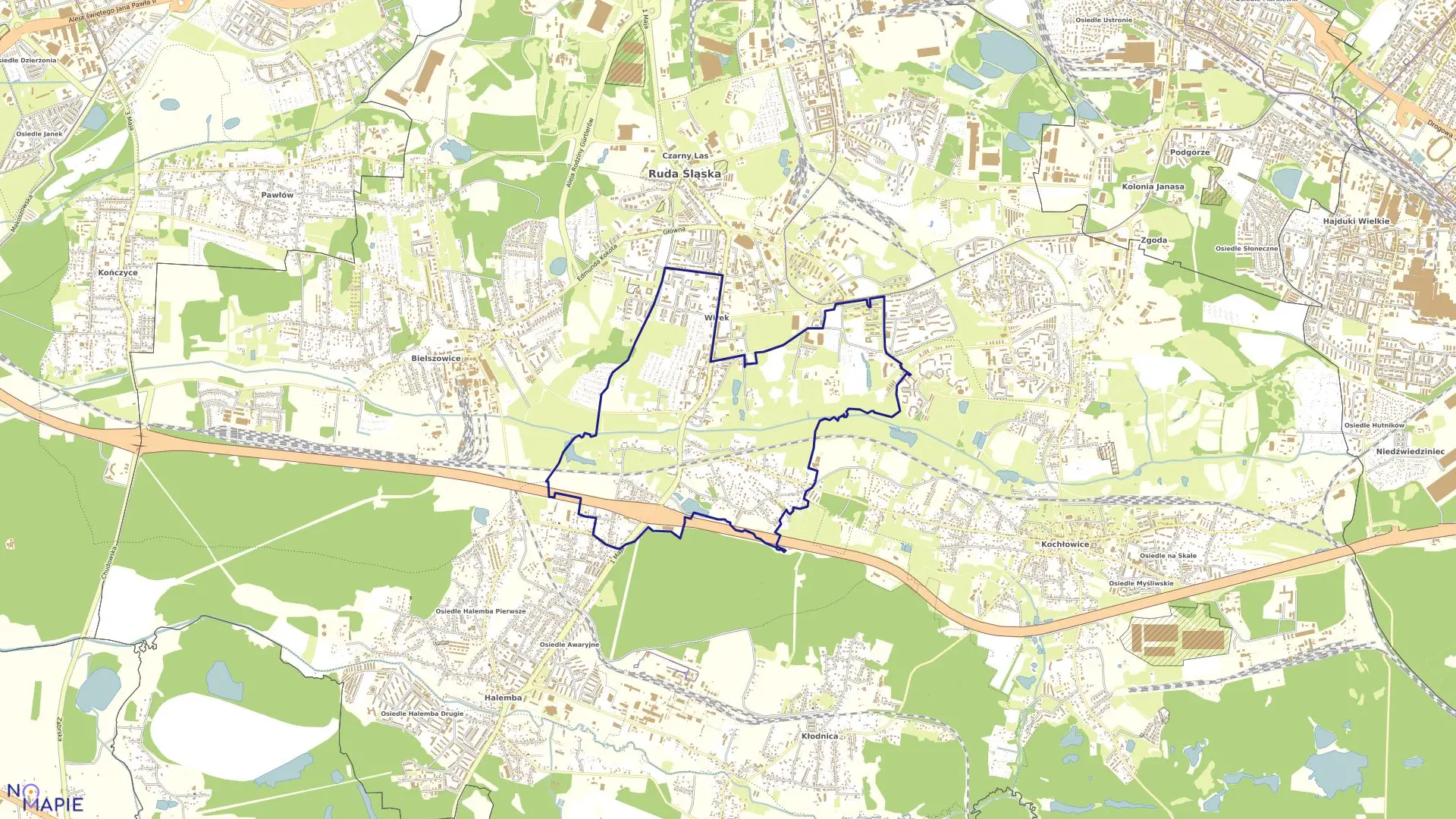 Mapa obrębu NOWA WIEŚ w mieście Ruda Śląska
