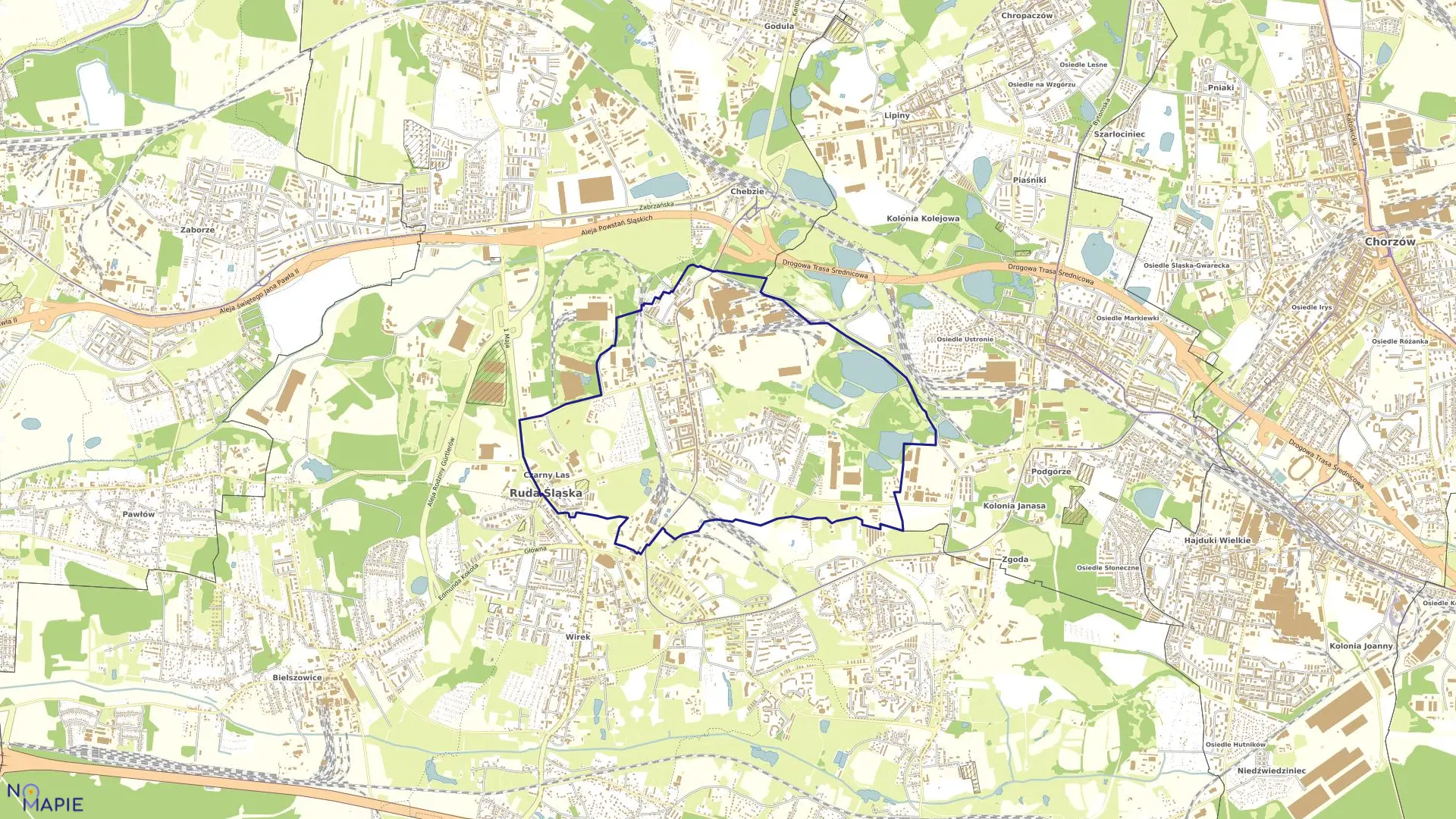 Mapa obrębu NOWY BYTOM w mieście Ruda Śląska